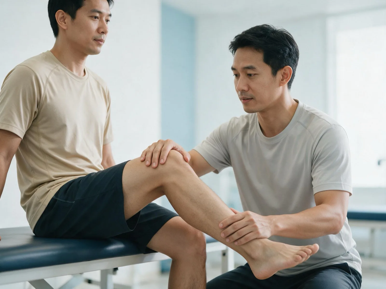 physiotherapist-knee-exam-clinic